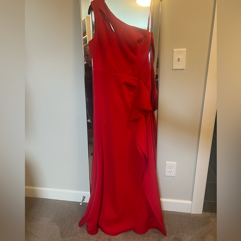 XScape Full length Dress Sheath Cutout One Shoulder Front-Slit size 10